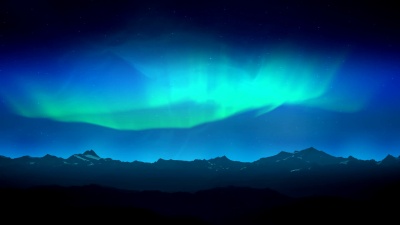 绿色极光夜山环