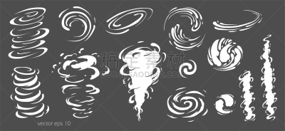 风,暴风雨,大风雪,绘画插图,图像特效,涡,龙卷风,白色,矢量,飓风