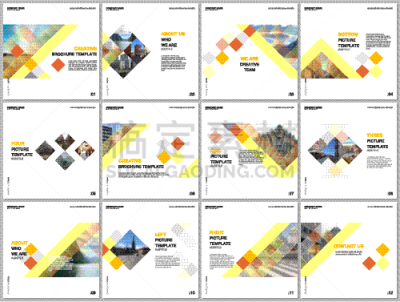 minimal brochure templates with colorful cubes