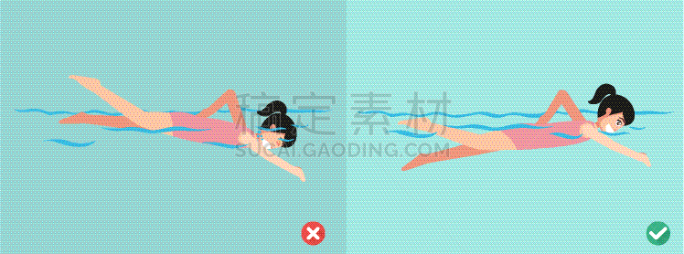 街道,习水动物,人,女孩,弹性,清新,图像,矢量,仰泳