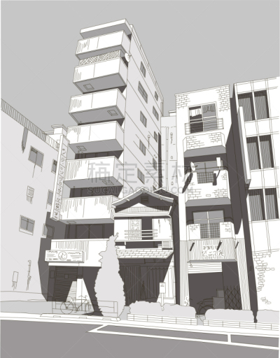 街道,日本,都市风景,房屋建设,房屋,图像,艺术,矢量,户外,建造