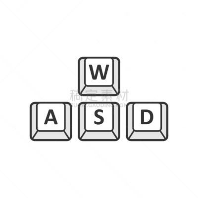 wasd button icon in flat style keyboard on white