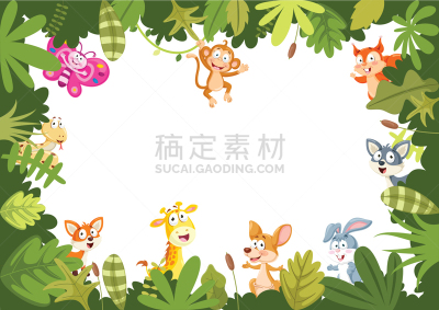 动物,地形,可爱的,性格,自然,图像,矢量,留白,简单背景,分离着色