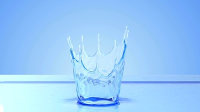 特写水花。3D慢动作