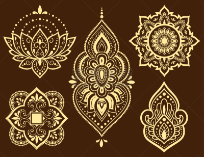 荷花,绘画插图,曼荼罗,盘着腿坐,巨大的,东方人,花纹,装饰