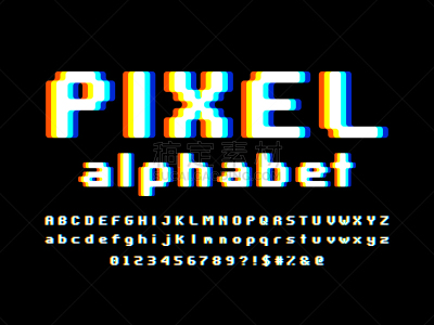 字体,电子脉冲音效,字母,字母表次序,技术,复古风格,坏掉的,现代,设备屏幕,三维图形