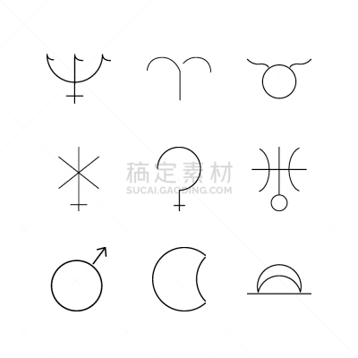 轮廓,直的,图标集,计算机图标,星座,斯尔瑞兹,白羊座,图像,天王星,矢量