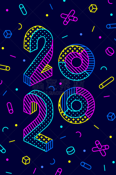 贺卡,新年前夕,2020,夜晚,季节,冬天,凝结的,触手冠类动物,登陆舰,几何形状