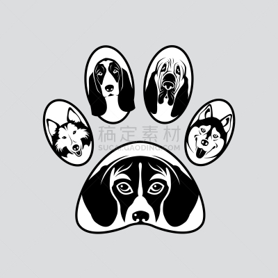 脚印,图像,狗,分离着色,宠物,梗犬,柯利牧羊犬,杜宾犬,商店,收集