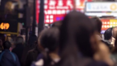  延时摄影(4096x2160) 香港人走在人行道上。(Apple ProRes 422(总部)