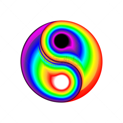 概念,彩虹,阴阳符,数字化显示,符号,平坦的,形状,漩涡形,螺线,迷幻色