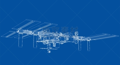 太空船,轮廓,矢量,未来,空间站,几何形状,蓝图,技术,火箭,车站