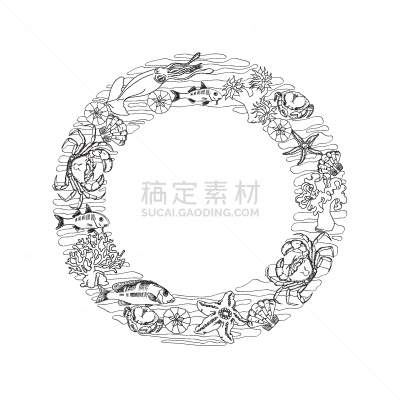 海洋,设计元素,烟灰墨,水下,夏天,形状,圆形,白色,华丽的,概念