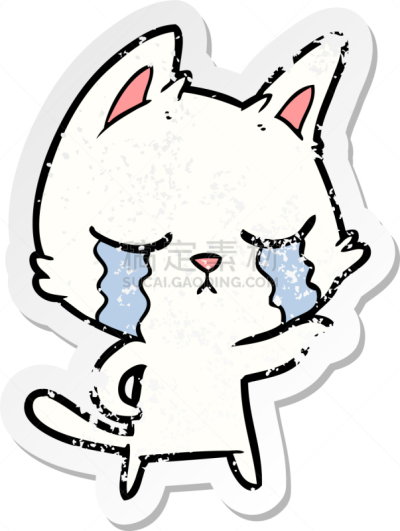 猫,标签,仿旧磨损的效果,漫画,宠物,不高兴的,图像,撕破的,棍,哭