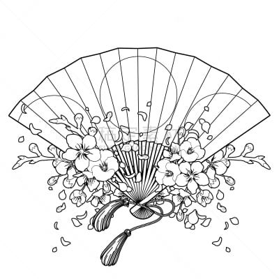 扇子,华丽的,传统,樱桃,传统节日,装饰物,插花,花