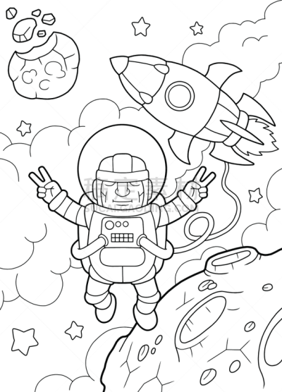 可爱的,宇航员,绘画插图,乐趣,彩色书,太空,两翼昆虫,太空船,太空头盔,火箭