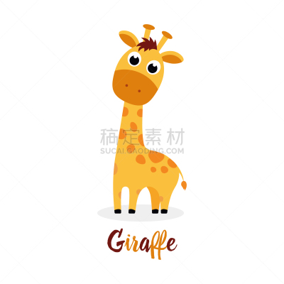 长颈鹿,可爱的,卡通,儿童,分离着色,自然,动物园,非洲,野生动物,收集
