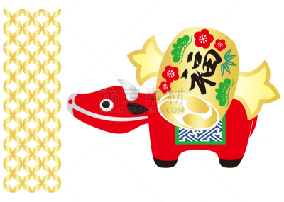 母牛,绘画插图,日本,小雕像,槌子,矢量,福字,可爱的,华丽的,纸玩偶