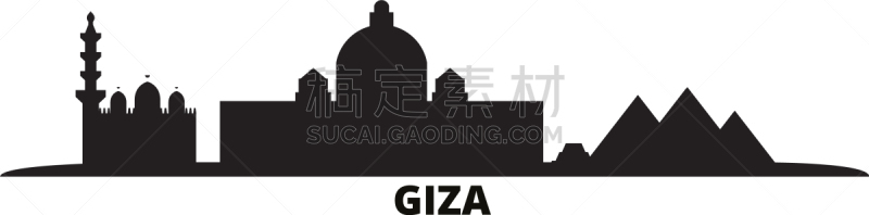 埃及,城市天际线,吉萨,分离着色,法老,现代,开罗,格利特金字塔,尼罗河,剪影