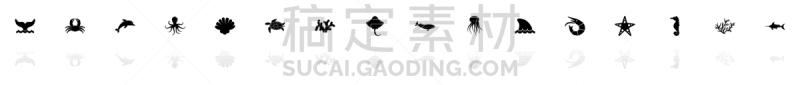 平坦的,海洋生命,自然,海产,水母,海洋,鲸,海豚,海星,海马
