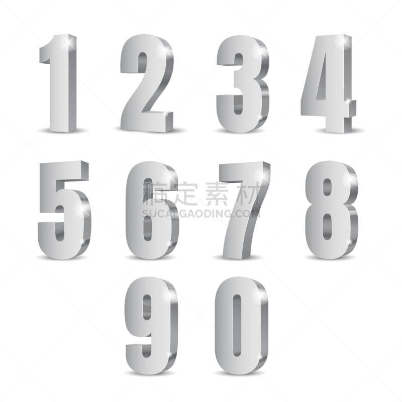 三维图形,时尚,银色,数字,荧光笔,闪亮的,数字9,数字7,背景分离,华贵