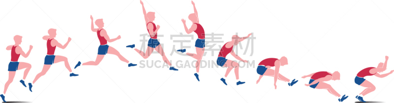 连续性,分离着色,田径运动员,符号,阴影,跳,跑