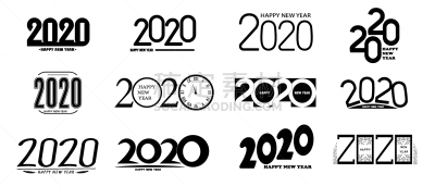 2020,新年前夕,标志,传统,请柬,事件,贺卡,背景分离,复古风格,模板
