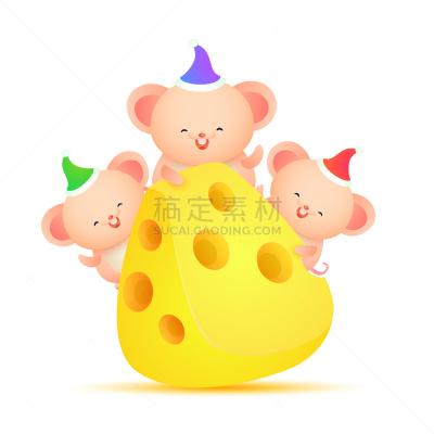 幸福,矢量,老鼠,鼠年,春节,新年前夕,三个物体,奶酪,2020,贺卡