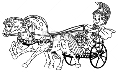 轮廓,战车,动画片,儿童,勇士,职业赛马骑师,男孩,白色背景,小的