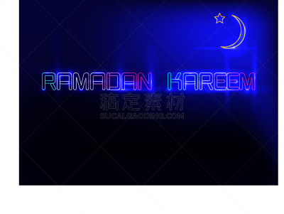 斋月祝福,霓虹灯,贺卡,高雅,玛塔哈莉,夜晚,新月形,黄金,式样,华丽的