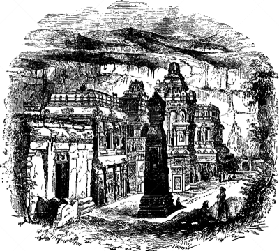 神山寺,白色,矢量,建筑,雕刻图像,寺庙,黑色,埃罗拉,图像,复古