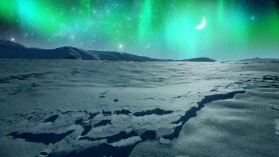 冰雪平原上的北极光