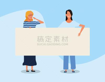 女人,卡通,空白的,布告,色彩鲜艳,商务,空的,自由,扬声器,模板