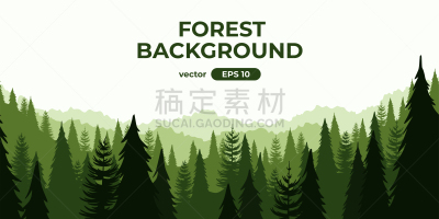扁平化设计,杉树,矢量,山,绘画插图,背景,卡通,简单,多层效果,设计