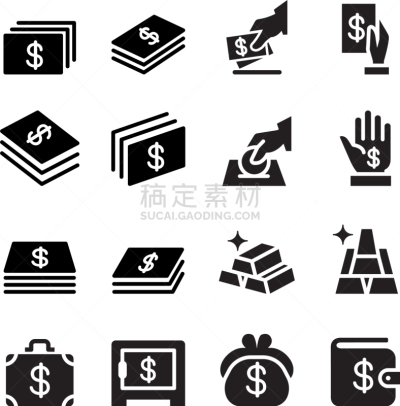 黄金,图标集,手,救球,商务,投资,收集,赚钱