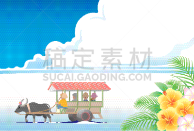 水牛,海滩,马轿,旅途,热带气候,牛,石垣岛,牛车,夏天,积雨云