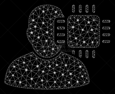 铁丝网,火炬塔,神经系统,颅骨,男人,神经突触,联系,发光,照亮