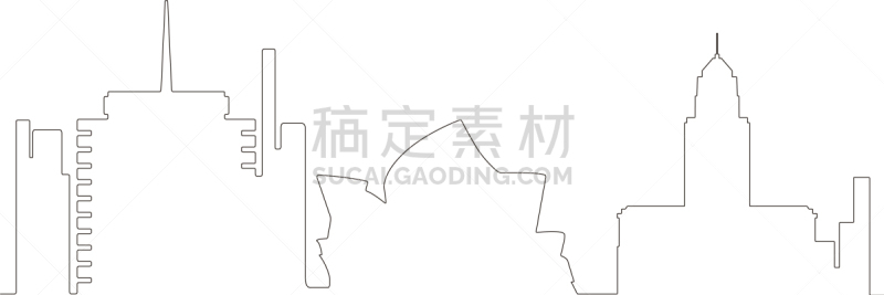 悉尼,城市天际线,线条,分离着色,轮廓,建筑外部,房屋,直的,简单,摩天大楼