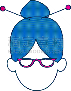 女人,头像,空白的,蓝色头发,眼镜,传媒,亚洲,商务,人,设计