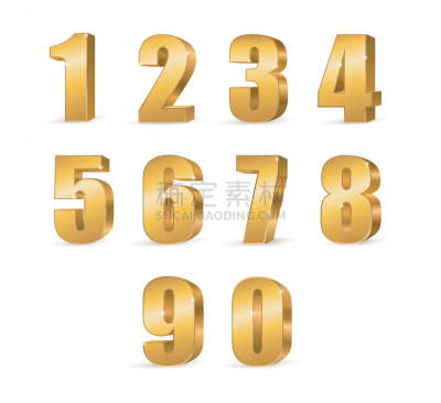三维图形,符号,黄金,数字,数字9,数字7,两个物体,背景分离,一个人,现代