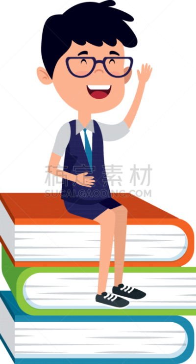 幸福,男孩,书,学生,可爱的,小的,面部表情,坐,叠,休闲