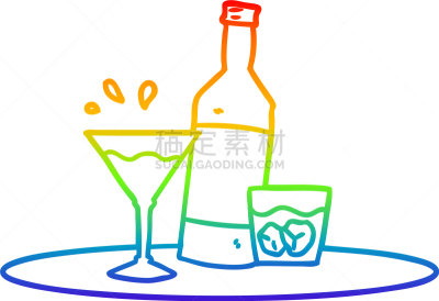饮料,山,彩虹,铅笔画,动画片,可爱的,含酒精饮料,图像,艺术