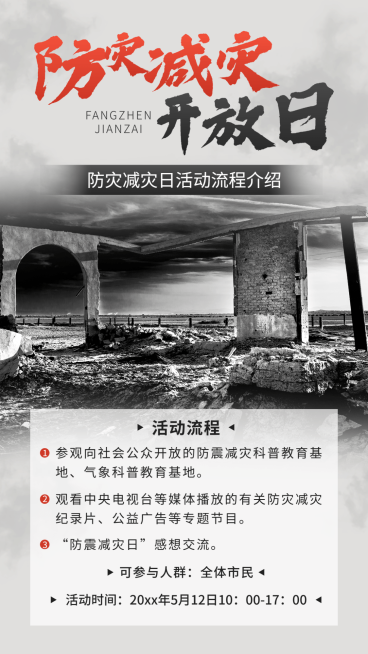 全国防灾减灾日节日活动手机海报预览效果