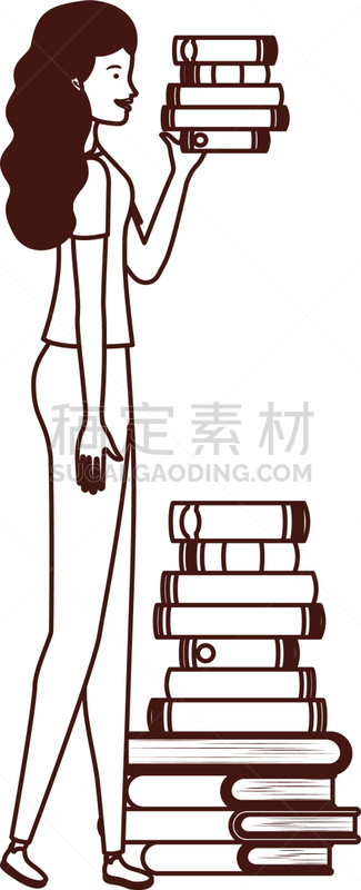 女人,白色,书,世界读书日,图书馆,书店,剪影,叠,站,享乐
