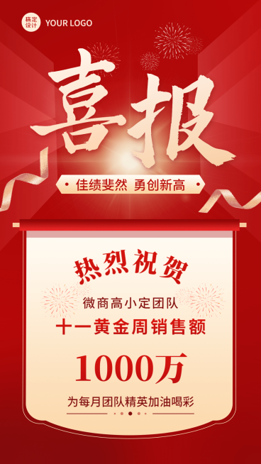 十一黄金周爆单表彰业绩喜报预览效果
