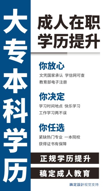 大专本科学历培训招生海报预览效果