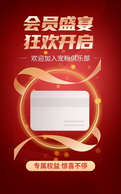 会员活动喜庆电商竖版海报预览效果
