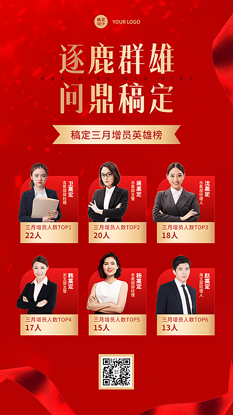 金融保险春季招聘增员排行榜业绩表彰喜报红金海报