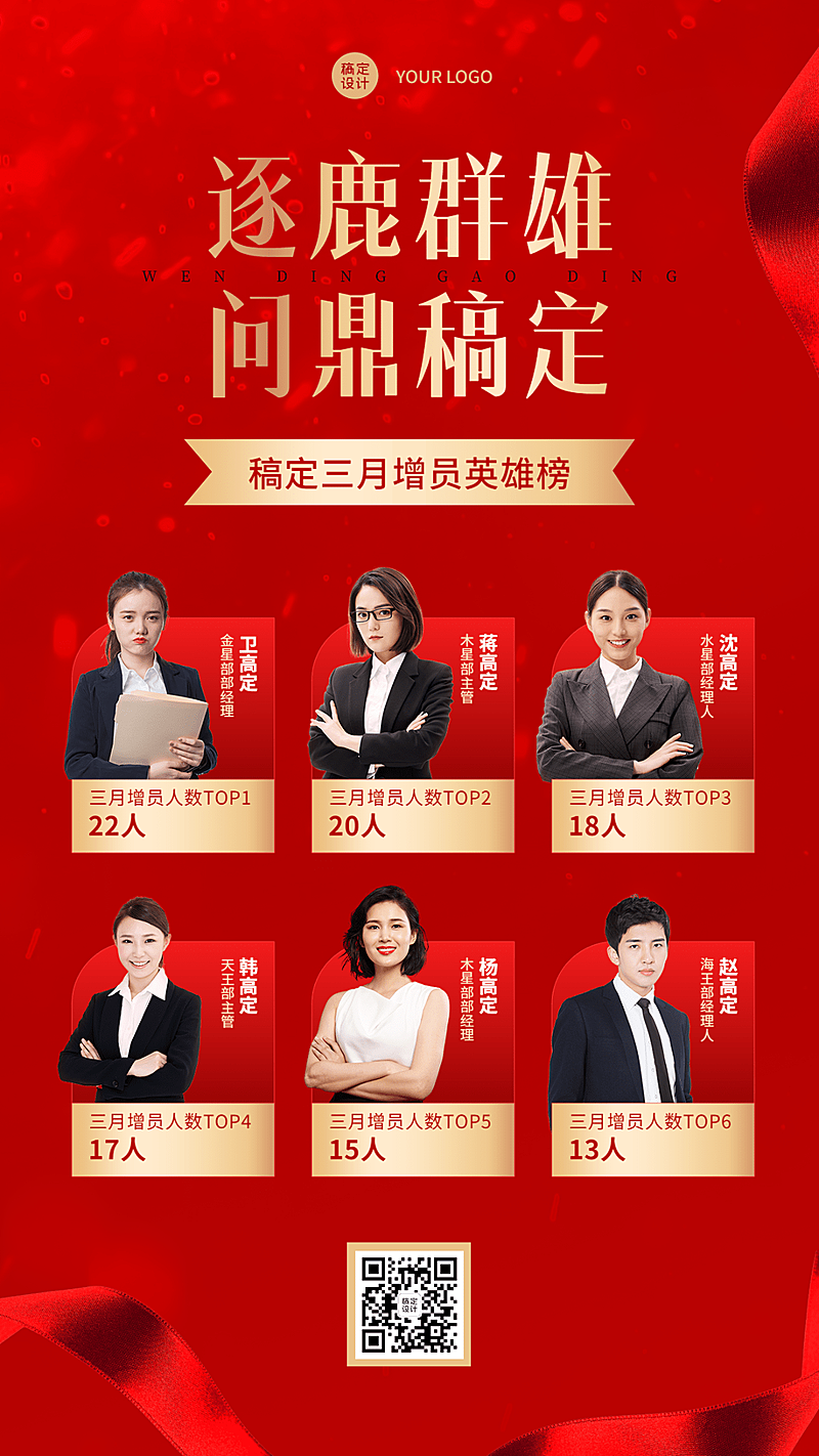 金融保险春季招聘增员排行榜业绩表彰喜报红金海报