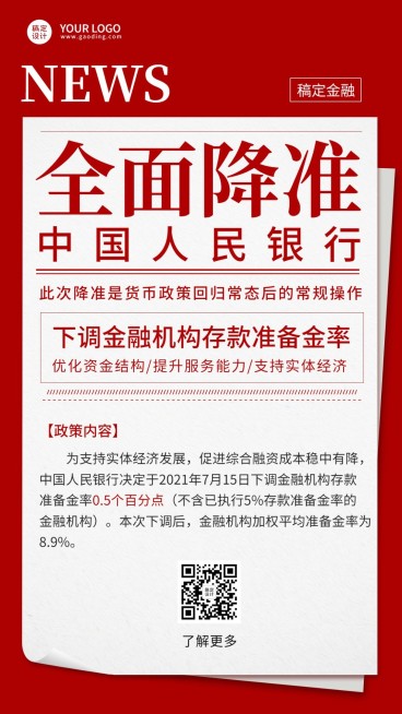 金融保险政策资讯喜庆竖版海报预览效果